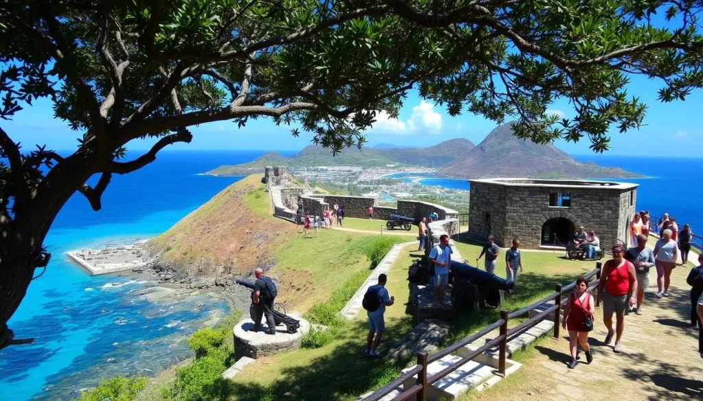 Pigeon Island National Park with historic fort ruins and ocean views