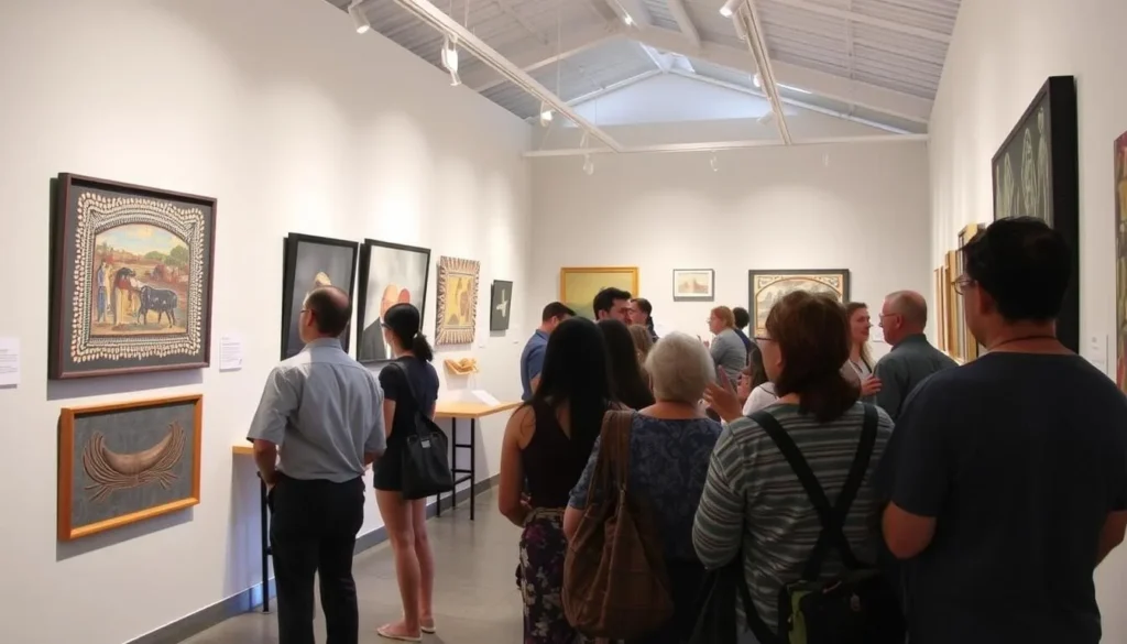 Port Augusta Cultural Centre - Yarta Purtli gallery exhibition with visitors viewing Aboriginal art, representing cultural experiences among Port Augusta South Australia best things to do