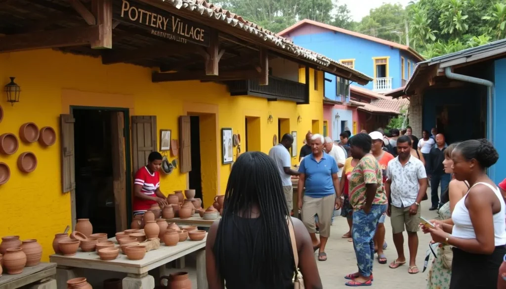 Pottery Village (Village de la Poterie) in Les Trois-Ilets showing traditional artisans at work