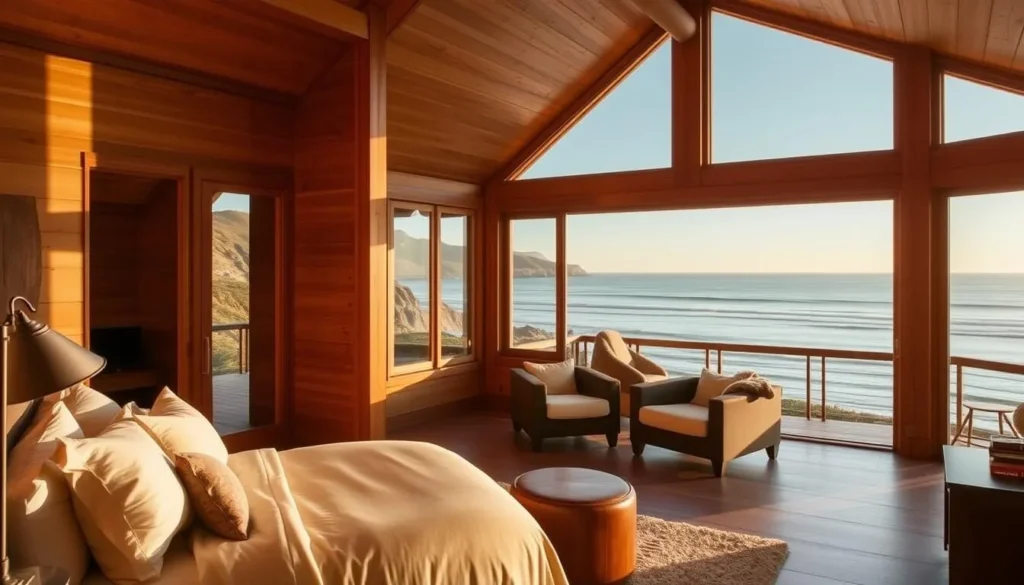Premium accommodation at Esalen with ocean view from a private deck