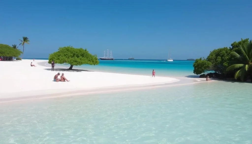 Pristine Anse Canot beach on Marie-Galante with white sand and turquoise water