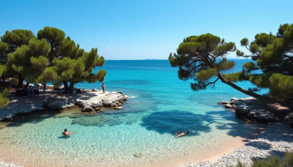 Pristine beach cove near Lumbarda with turquoise waters