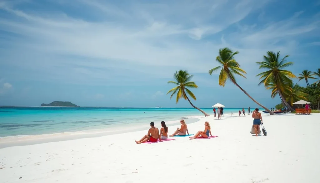 Pristine beach on Île-à-Vache with white sand and turquoise water