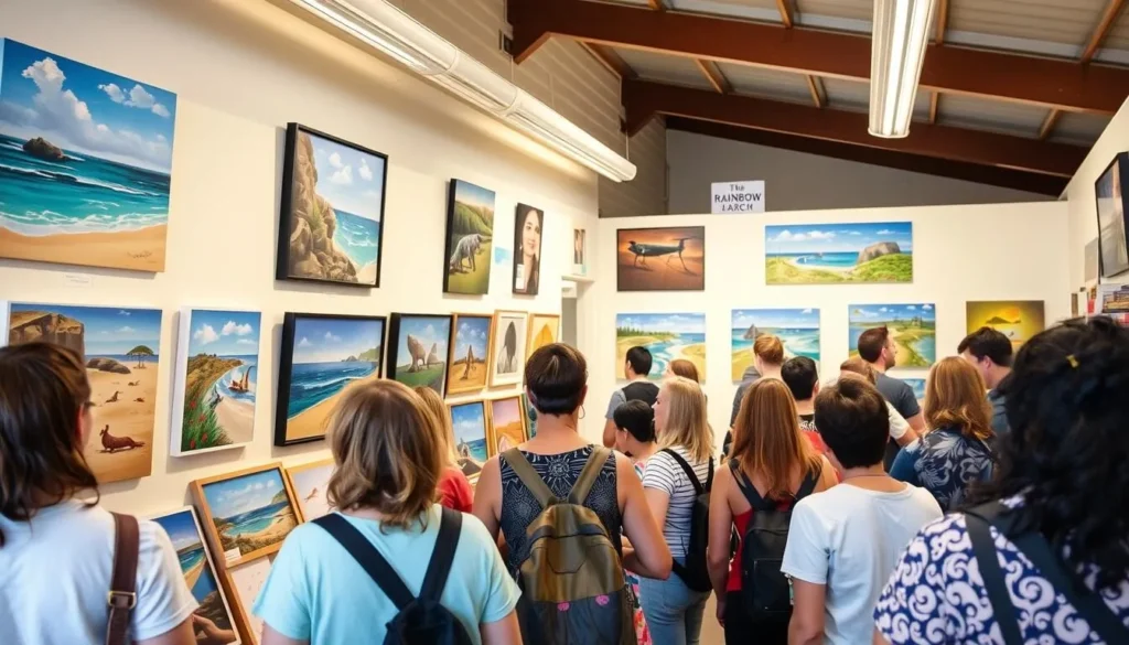 Rainbow Beach Community Arts Centre with local artwork on display