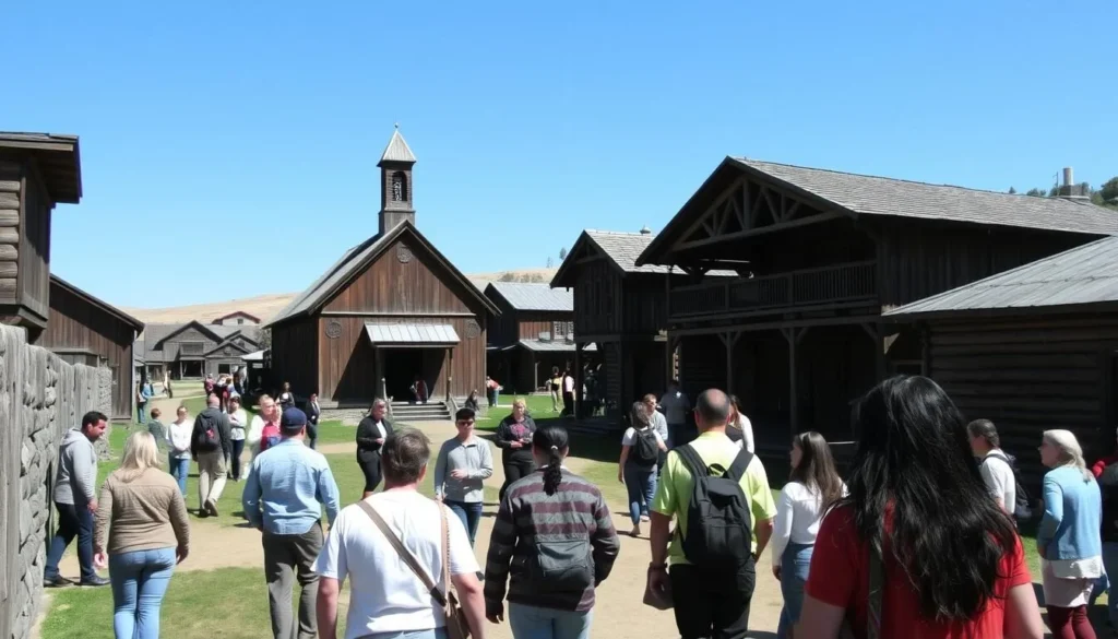 Reconstructed buildings inside Fort Ross State Historic Park California Reconstructed buildings inside Fort Ross State Historic Park California