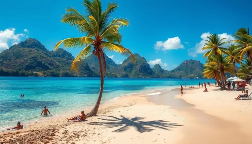 Reduit Beach with golden sand and clear blue waters near Cap Estate