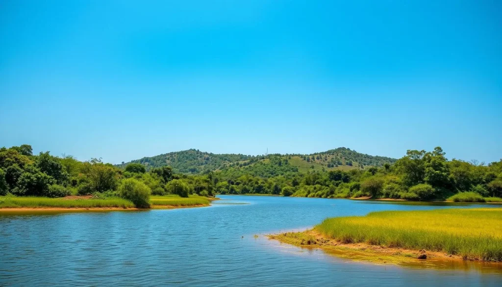 Rema Island during the dry season showing clear skies and beautiful landscapes