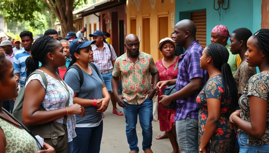 Respectful cultural interaction between tourists and local Haitians