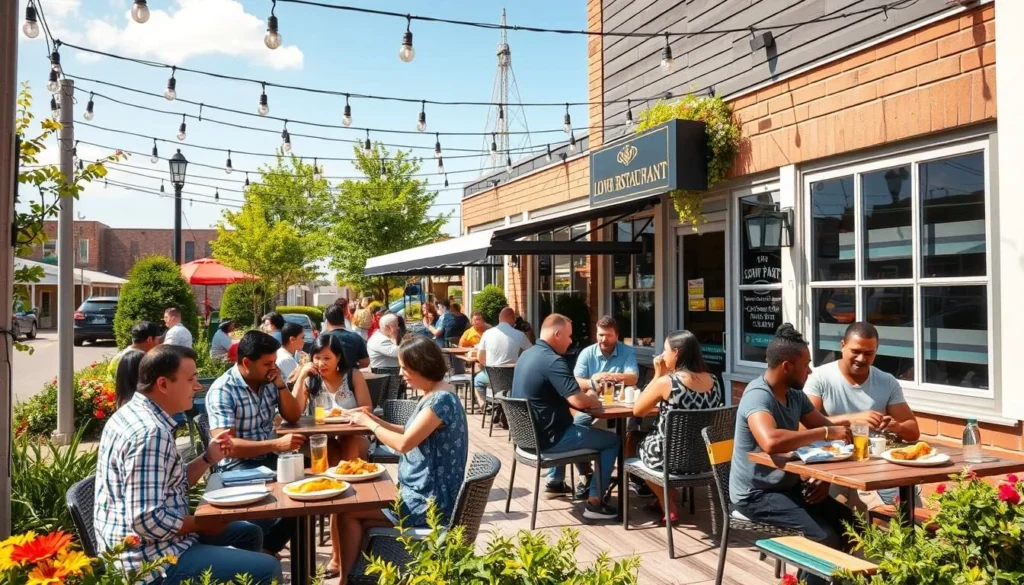 Restaurant in Lower Paxton with diners enjoying meals at outdoor tables Restaurant in Lower Paxton with diners enjoying meals at outdoor tables