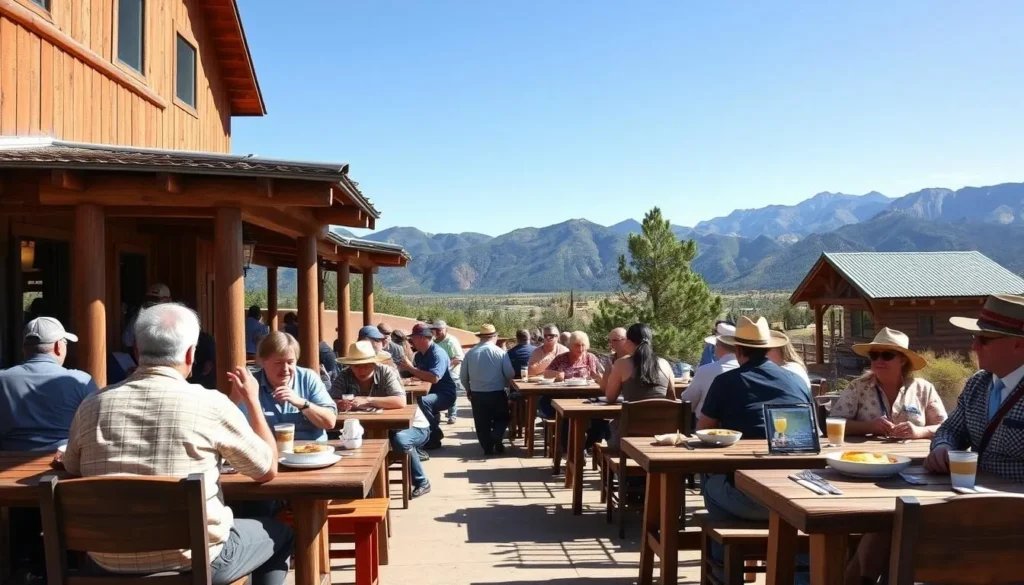 Restaurant with outdoor patio serving New Mexican cuisine with mountain views Restaurant with outdoor patio serving New Mexican cuisine with mountain views
