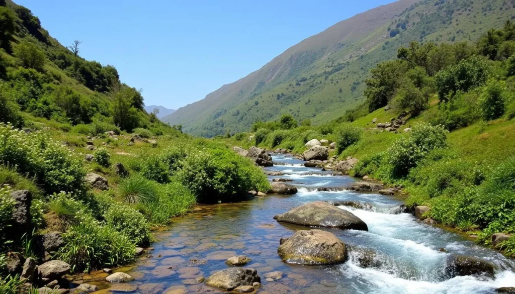 River headwaters on Mount Guna Ethiopia showing clear streams