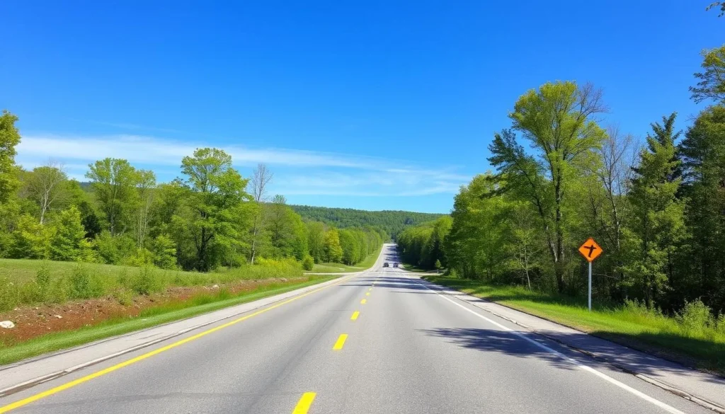 Road leading to Milton State Park with car parking area Road leading to Milton State Park with car parking area