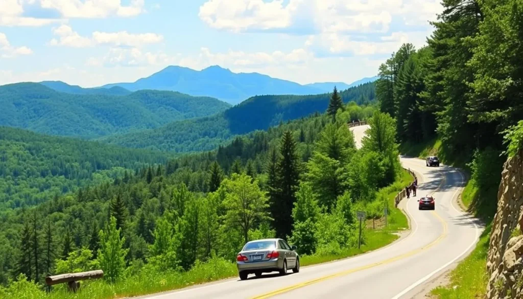 Road winding through Bald Eagle Mountain Pennsylvania with forest scenery
