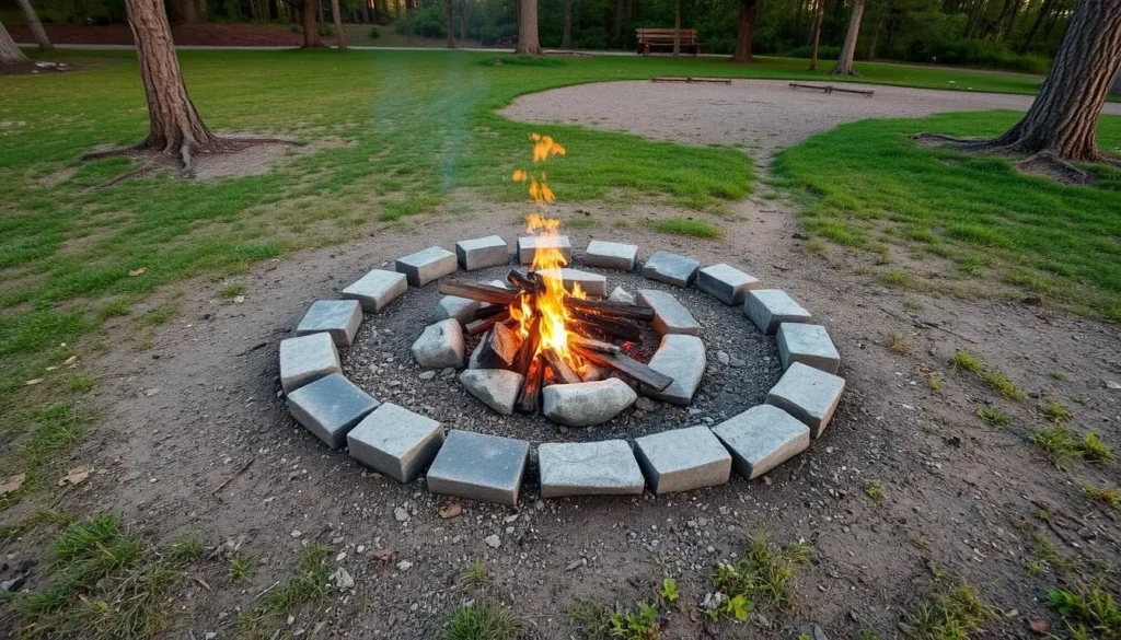 Safe campfire practice at Delabar State Park with proper containment