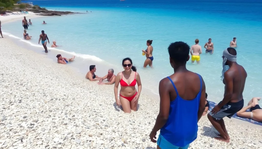 Safe swimming area at Shell Beach St Barts with lifeguard presence