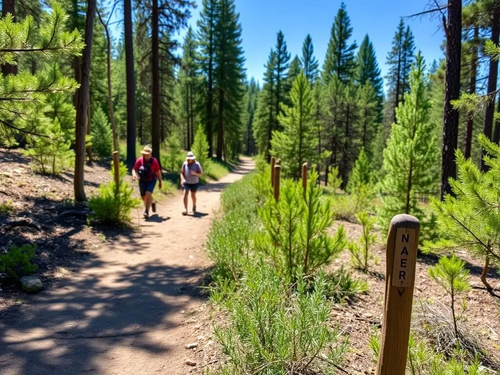 Safety signage and trail markers at McArthur-Burney Falls Memorial State Park Safety signage and trail markers at McArthur-Burney Falls Memorial State Park