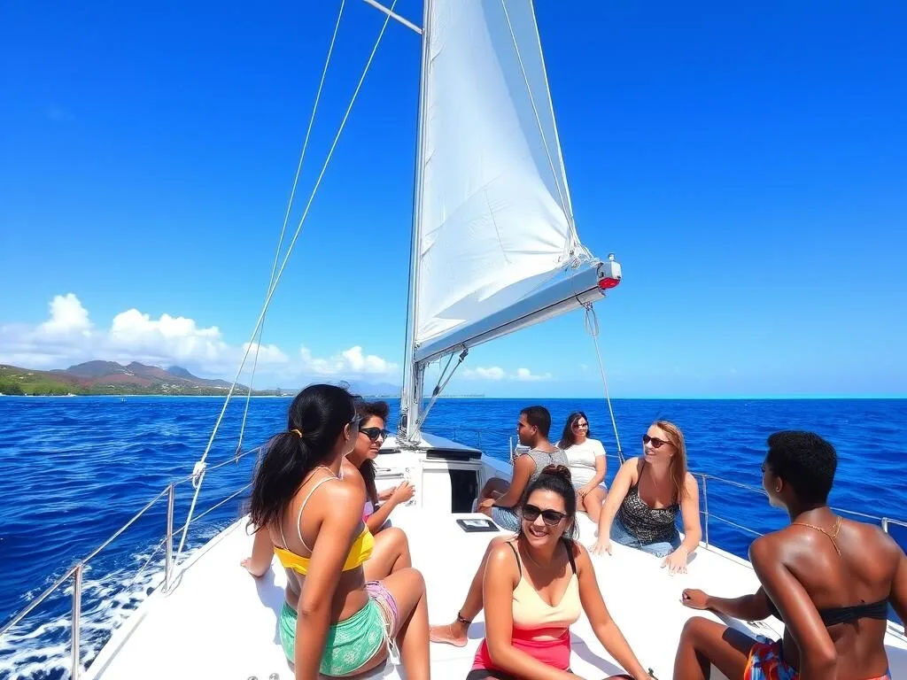Sailing excursion in the Bay of Fort-de-France near Les Trois-Ilets