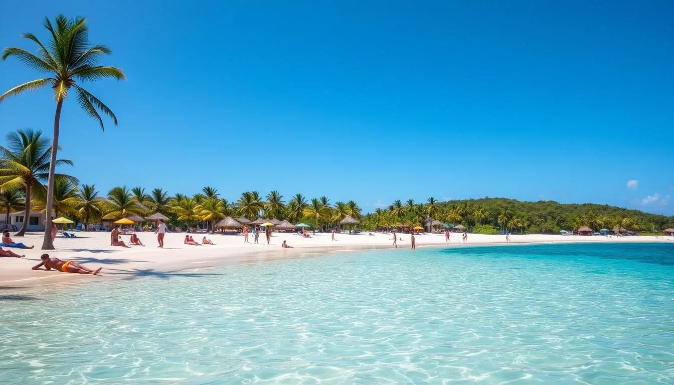 Sainte-Anne Beach Guadeloupe during perfect weather season with clear skies and calm waters