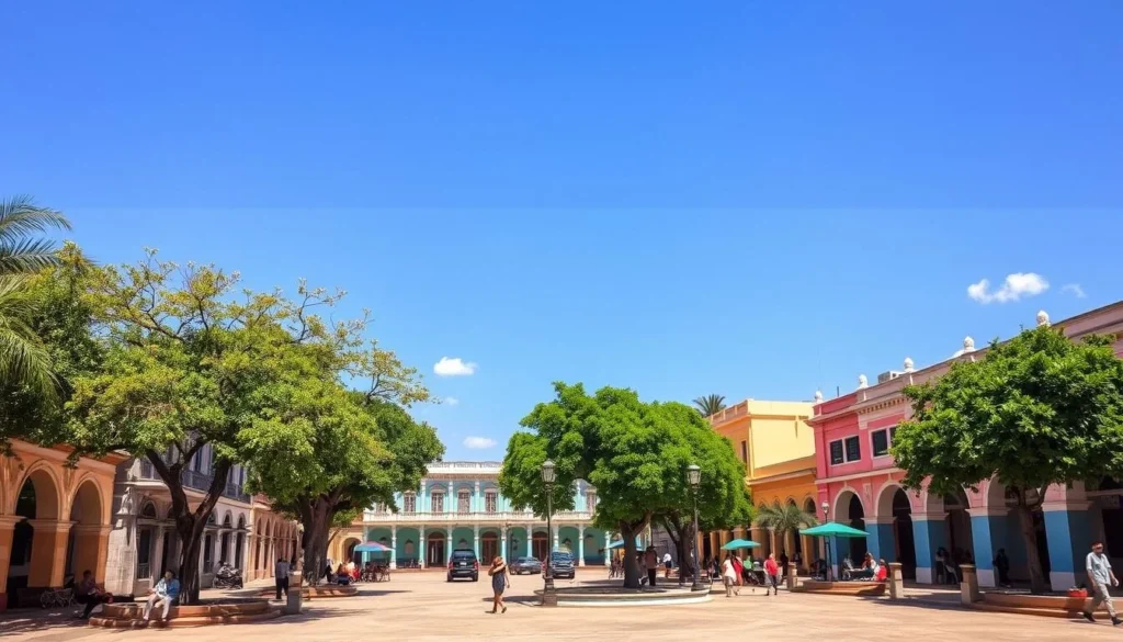 San Antonio de los Banos during the dry season with clear blue skies and lush greenery San Antonio de los Banos during the dry season with clear blue skies and lush greenery