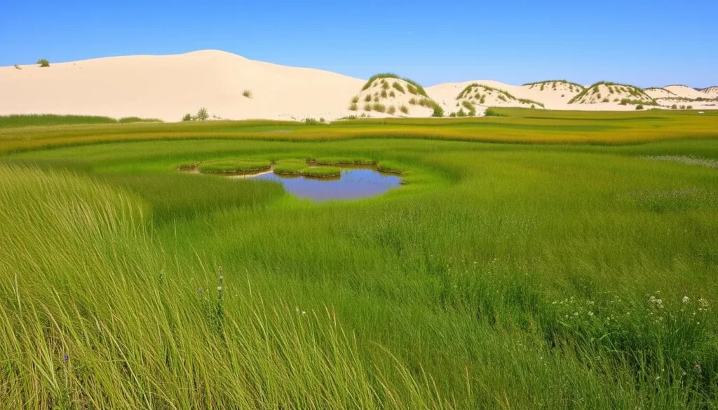 Sand dunes and wetlands landscape at Green River Lowlands Nature Preserve Illinois Sand dunes and wetlands landscape at Green River Lowlands Nature Preserve Illinois