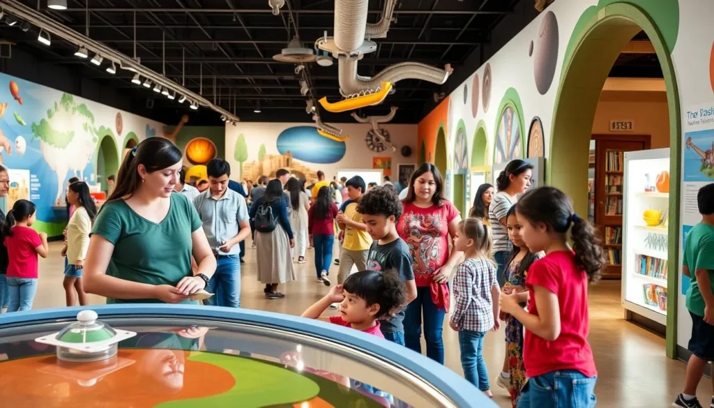 Santa Maria Valley Discovery Museum with diverse families exploring exhibits Santa Maria Valley Discovery Museum with diverse families exploring exhibits