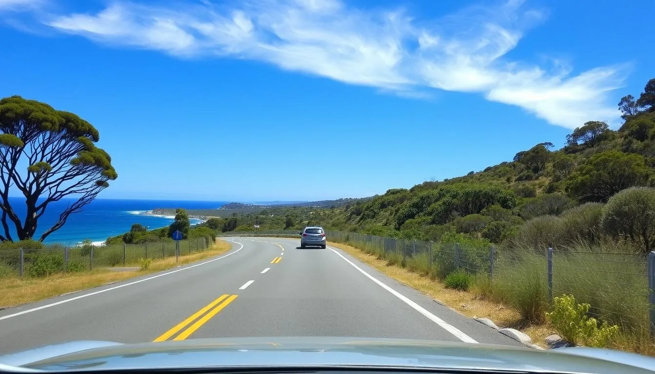 Scenic coastal road leading to Sorrento Victoria with ocean views