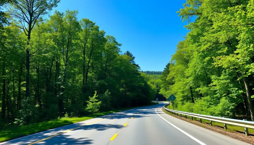 Scenic drive through Delaware Water Gap National Recreation Area with forest views