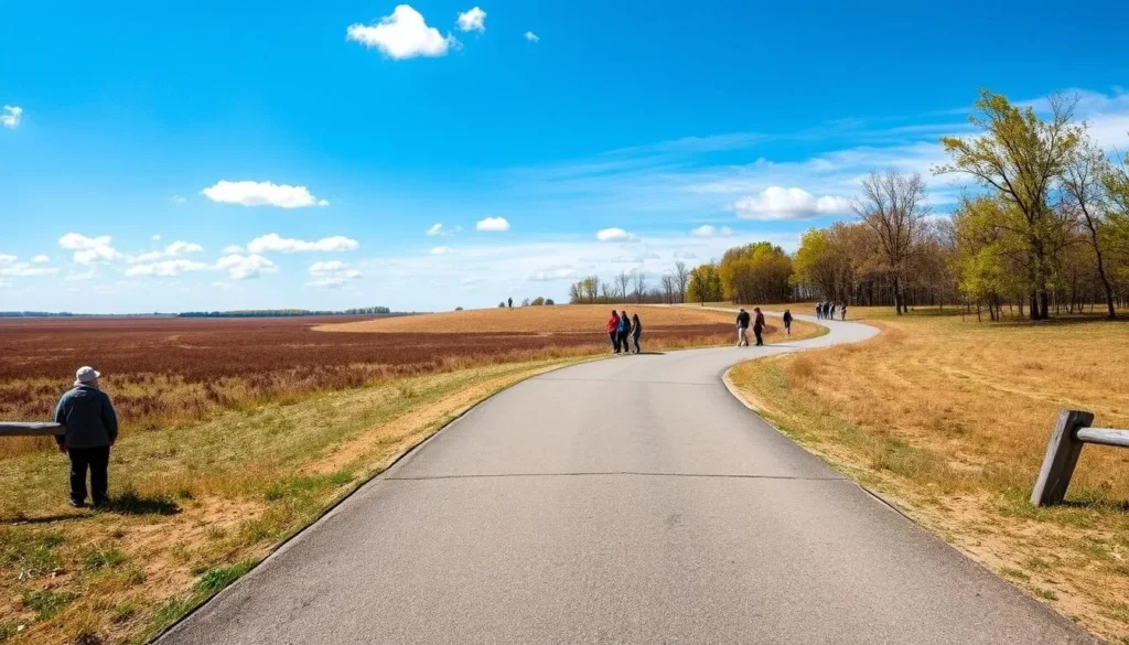 Scenic entrance area of Goose Lake Prairie State Park Illinois with prairie landscape Scenic entrance area of Goose Lake Prairie State Park Illinois with prairie landscape