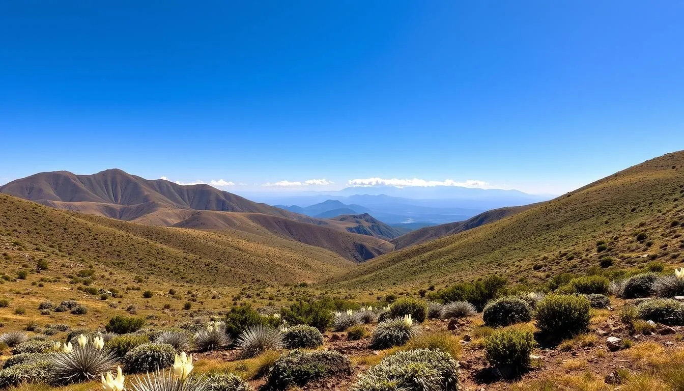 Scenic-landscape-view-of-Bale-Mountains-National-Park-with-rolling-hills-and-endemic-vegetation Scenic landscape view of Bale Mountains National Park with rolling hills and endemic vegetation