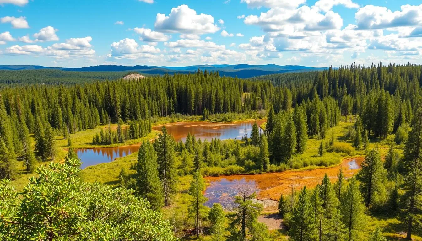 Scenic-landscape-view-of-Meshchyora-National-Park-Russia-with-forests-and-wetlands Scenic landscape view of Meshchyora National Park Russia with forests and wetlands