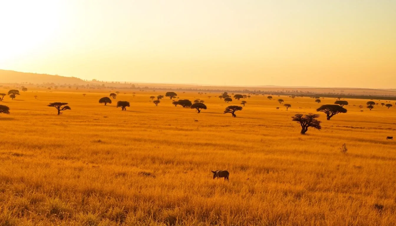 Scenic-landscape-view-of-Murchison-Falls-National-Park-Uganda-with-savanna-and-acacia-trees Scenic landscape view of Murchison Falls National Park Uganda with savanna and acacia trees