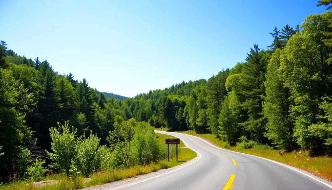 Scenic-road-leading-to-Cherry-Springs-State-Park-Pennsylvania-with-forest-on-both-sides Scenic road leading to Cherry Springs State Park Pennsylvania with forest on both sides