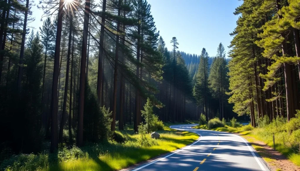 Scenic road through Tarkine forest leading to Corinna, Tasmania