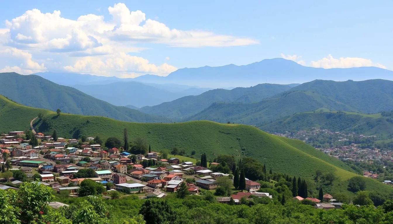 Scenic-view-of-Fort-Portal-town-with-the-Rwenzori-Mountains-in-the-background-showcasing-Fort- Scenic view of Fort Portal town with the Rwenzori Mountains in the background, showcasing Fort Portal Uganda things to do