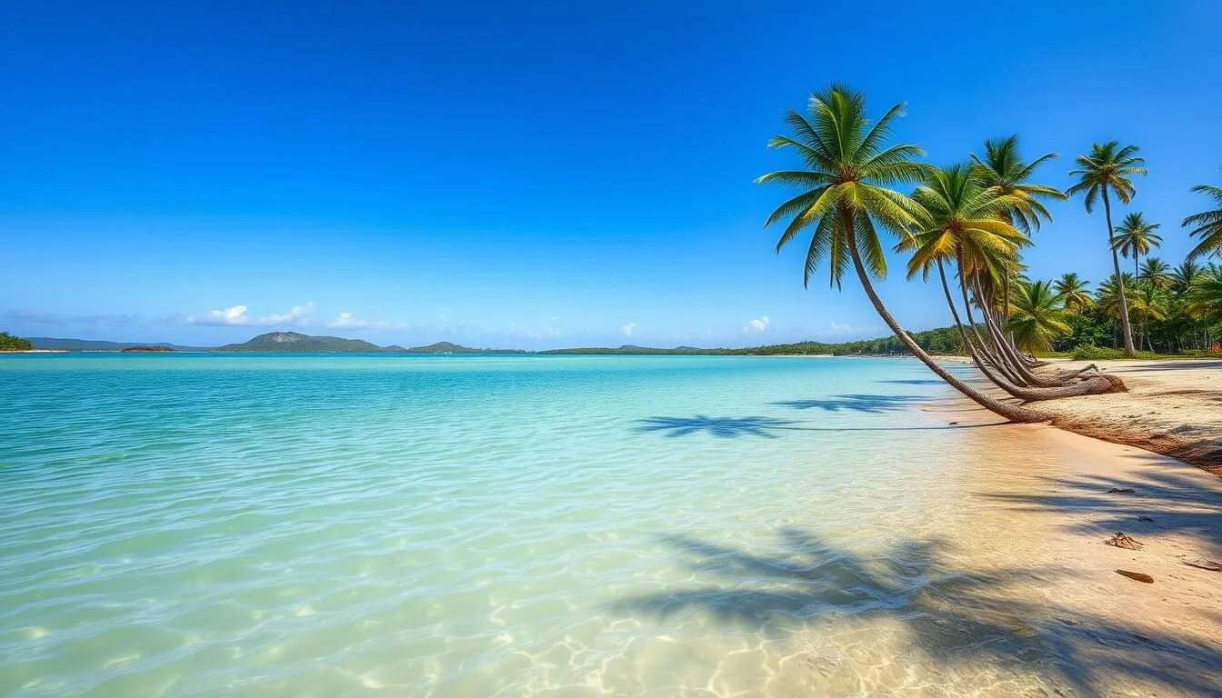 Scenic-view-of-Lake-Mainstays-shoreline-with-palm-trees-and-clear-waters-on-a-sunny-day Scenic view of Lake Mainstay's shoreline with palm trees and clear waters on a sunny day