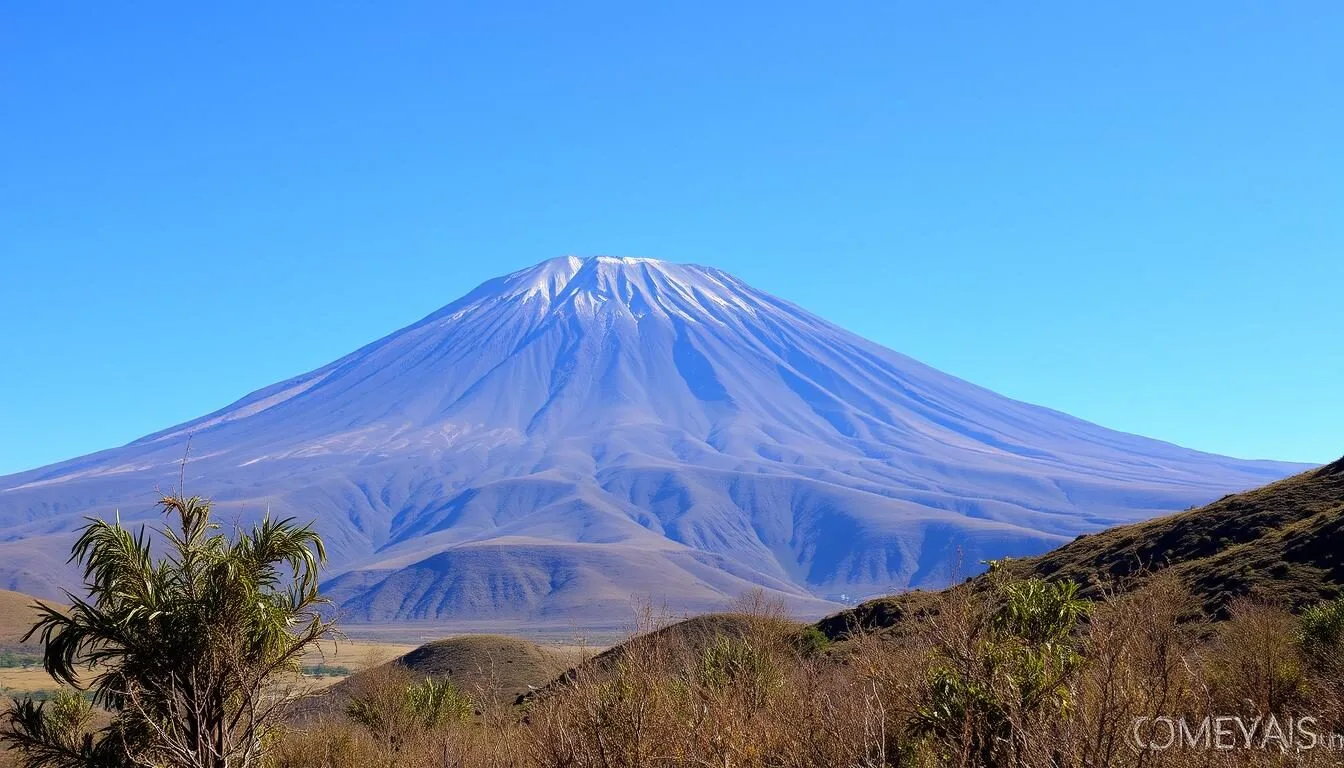 Scenic view of Mount Kundudo Ethiopia with its distinctive flat-top summit rising from the surrounding landscape
