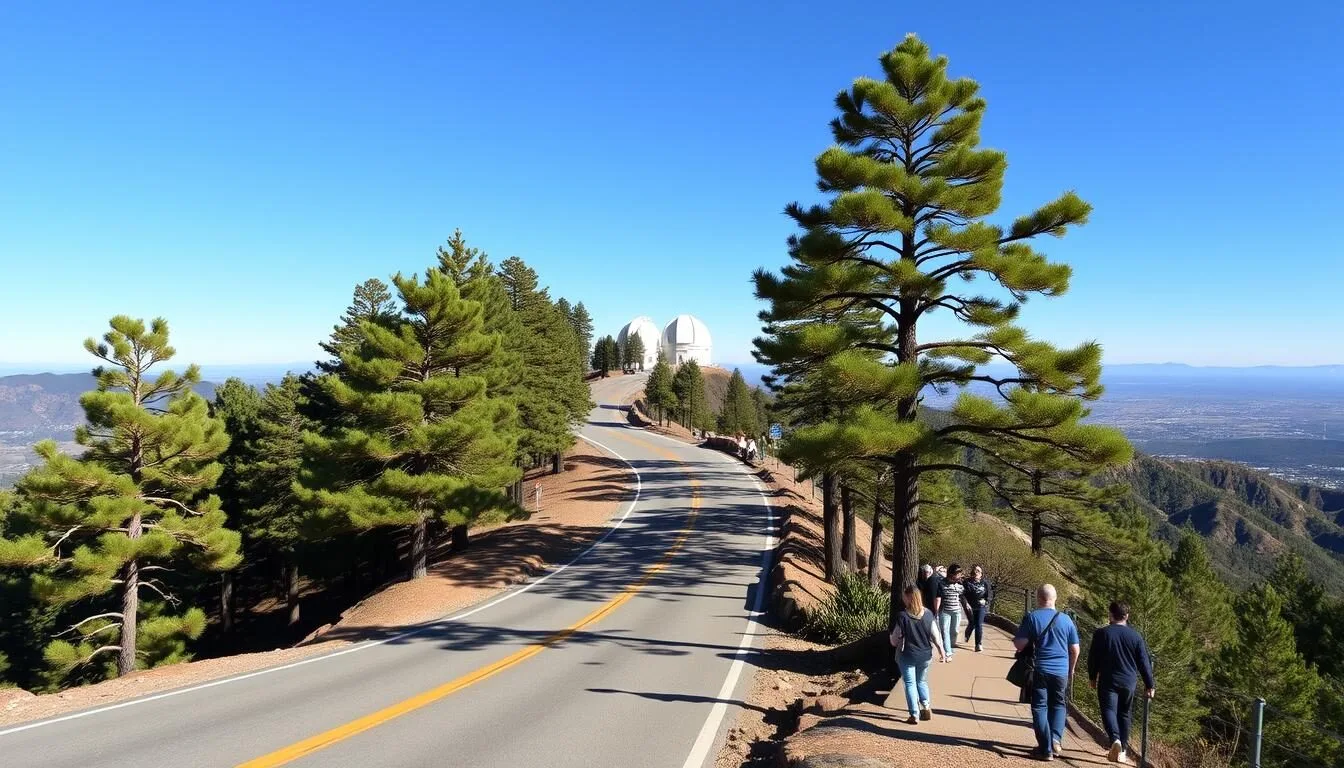 Scenic-view-of-Mount-Wilson-California-things-to-do-with-winding-road-leading-to-the Scenic view of Mount Wilson California things to do with winding road leading to the observatory