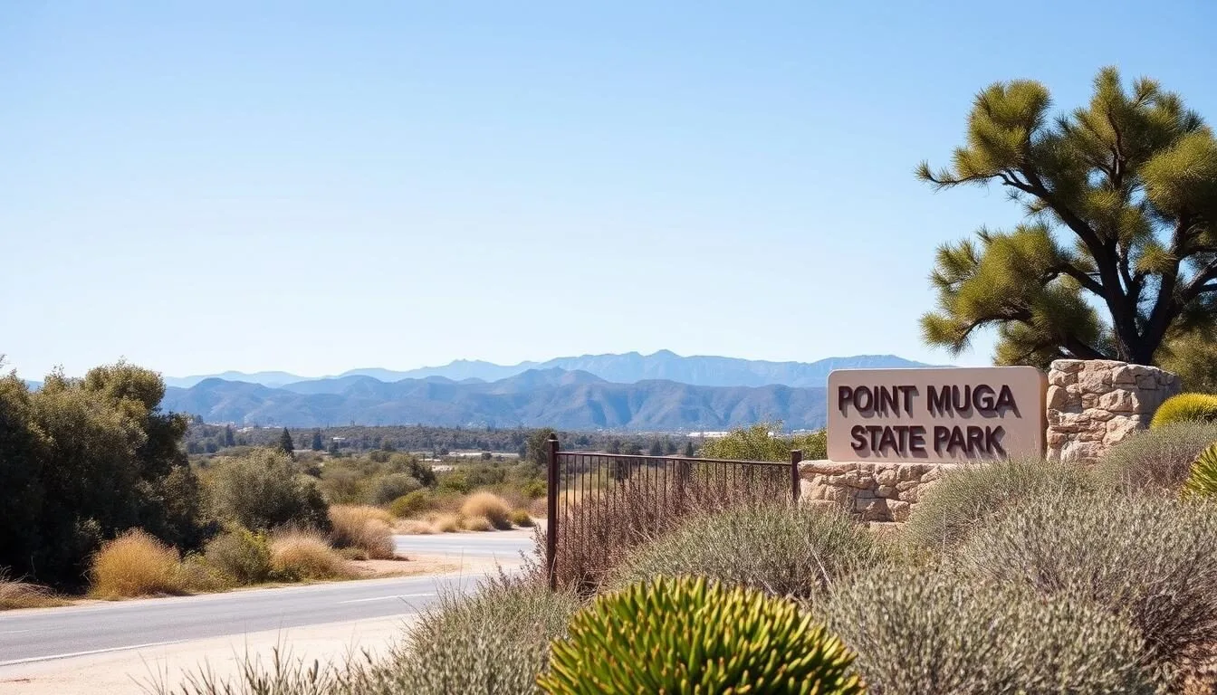 Scenic-view-of-Point-Mugu-State-Park-entrance-area-with-mountains-in-background Scenic view of Point Mugu State Park entrance area with mountains in background