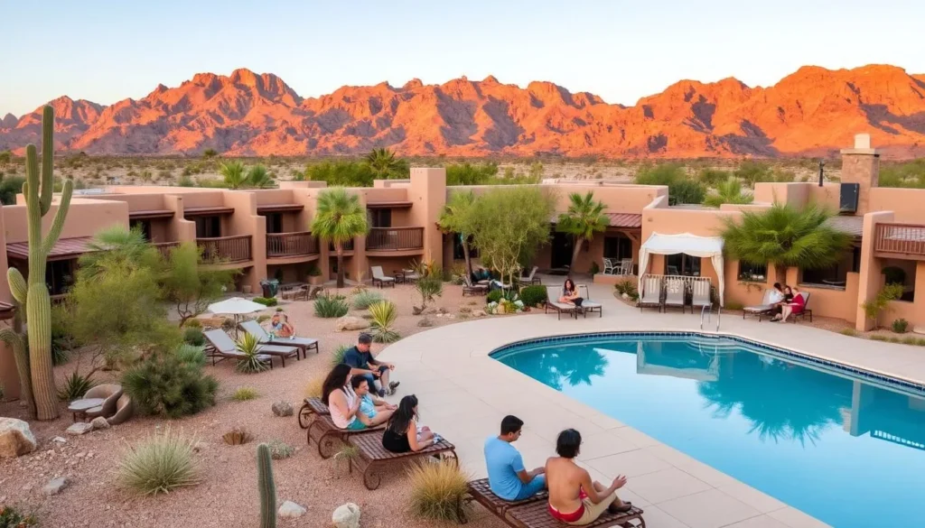 Scenic view of accommodations near Hassayampa River Preserve with desert landscape