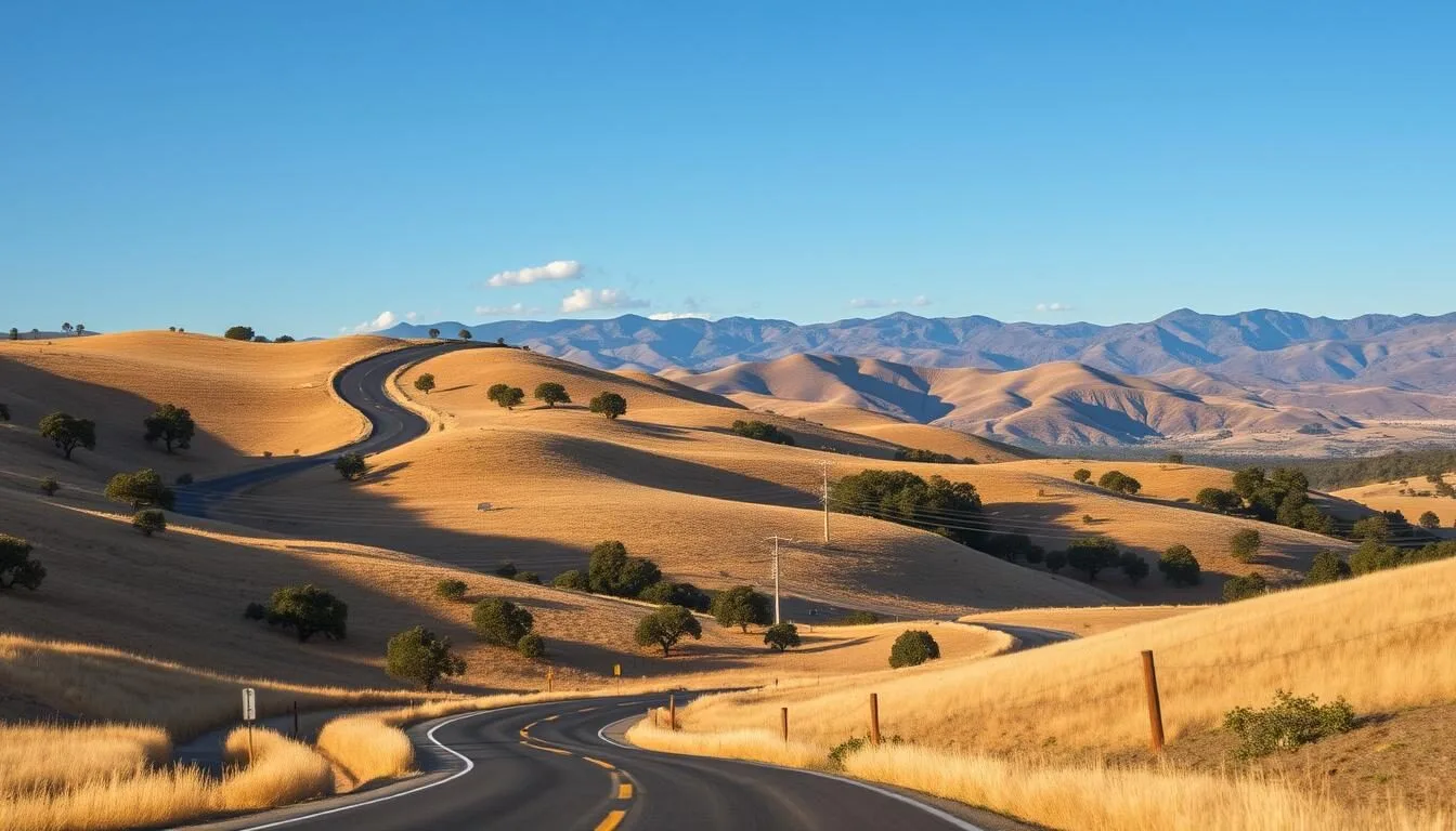 Scenic-view-of-the-rolling-hills-surrounding-Harbin-Hot-Springs-California-with-winding-roads Scenic view of the rolling hills surrounding Harbin Hot Springs California with winding roads leading to the retreat