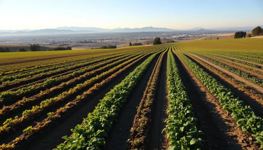 Seasonal agricultural fields at Martial Cottle Park State Recreation Area California Seasonal agricultural fields at Martial Cottle Park State Recreation Area California