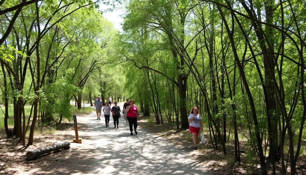 Shaded walking trail through the cottonwood forest at Hassayampa River Preserve