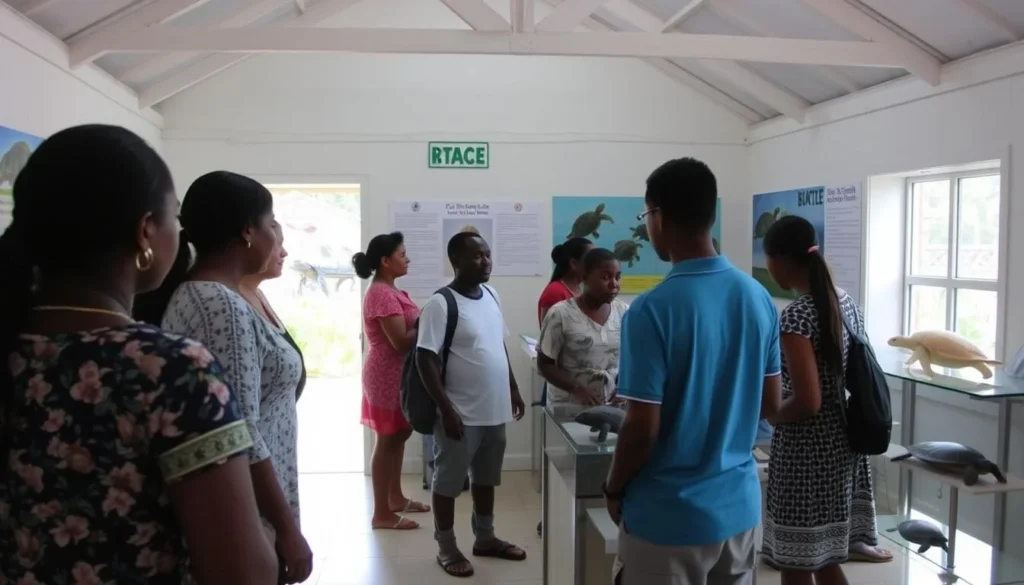 Shell Beach Conservation Center with educational displays about sea turtles