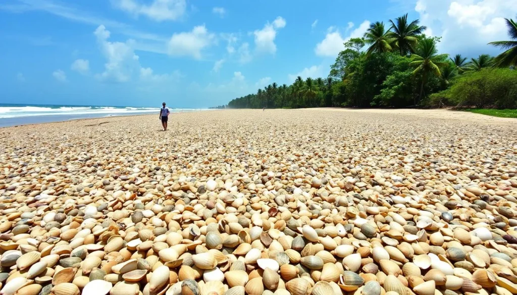 Shell Beach in Mabaruma with its distinctive shell-covered shoreline