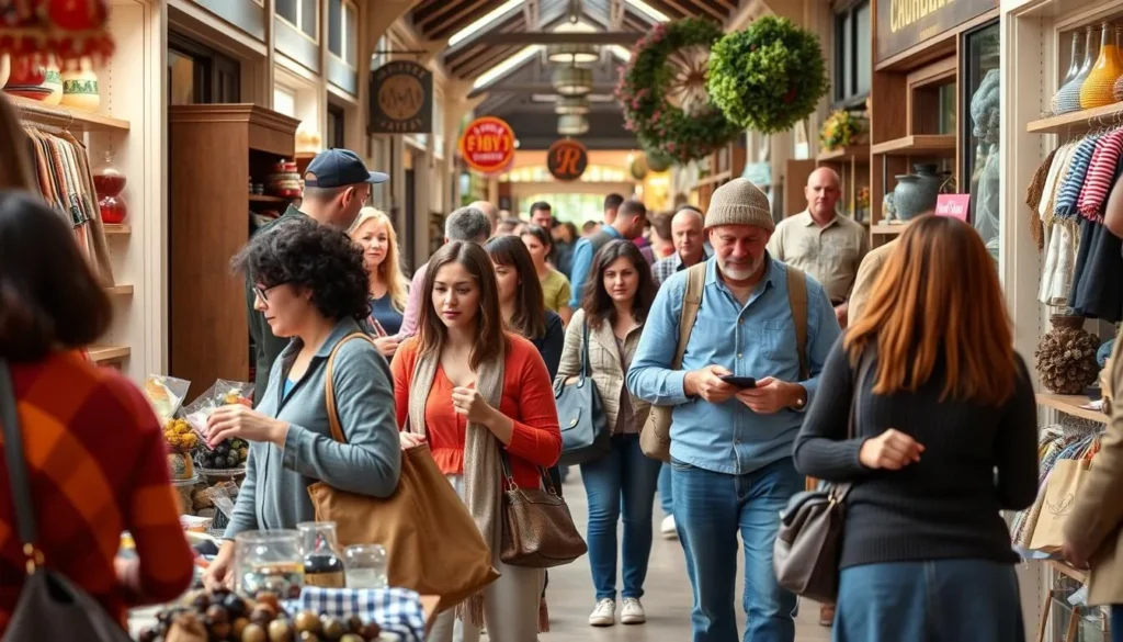 Shoppers browsing local crafts and products at Prussian Street Arcade in Manheim Township Shoppers browsing local crafts and products at Prussian Street Arcade in Manheim Township