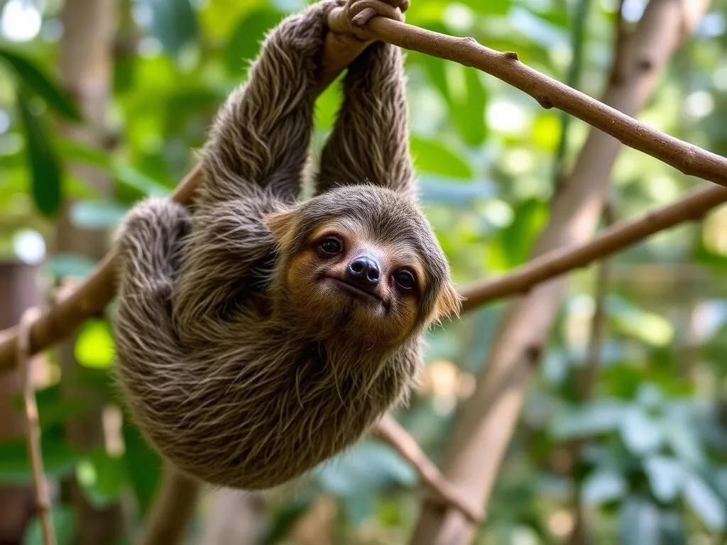 Sloth spotted in a tree during a guided wildlife tour at Sloth Island Nature Resort