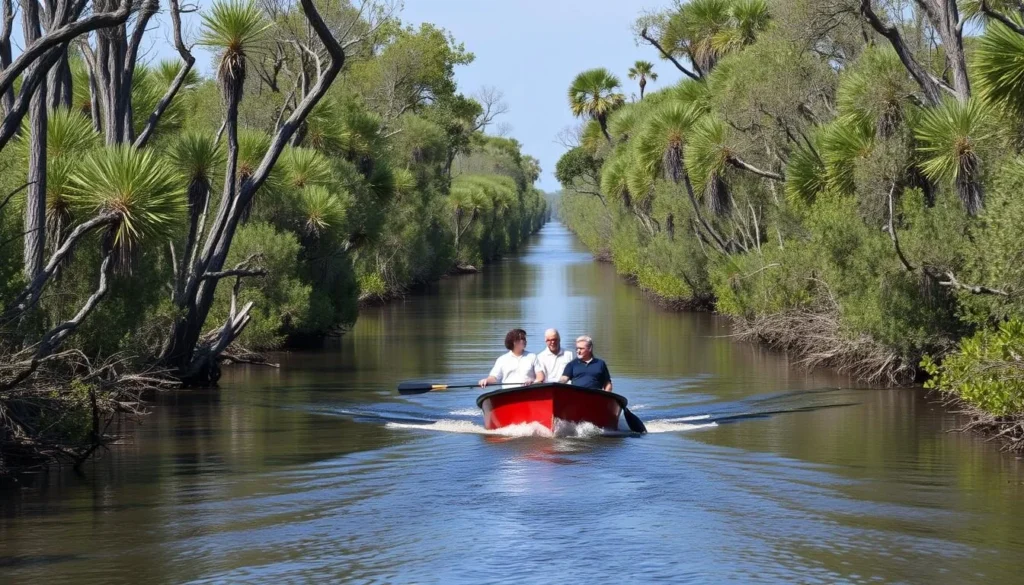 Small boat navigating through narrow waterways of Bayou Cocodrie Small boat navigating through narrow waterways of Bayou Cocodrie
