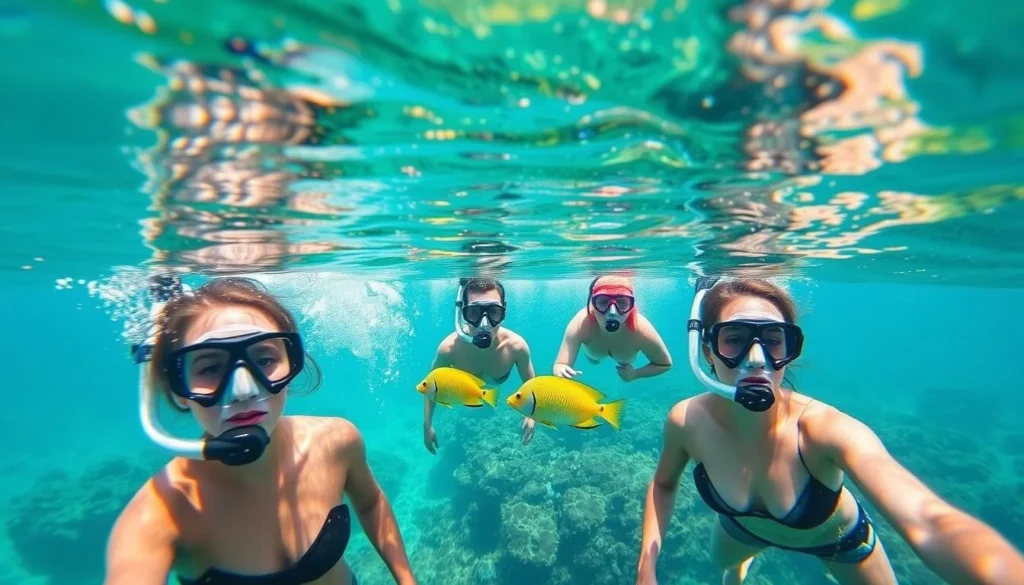 Snorkeling in the clear waters near Gros Islet with colorful coral and tropical fish