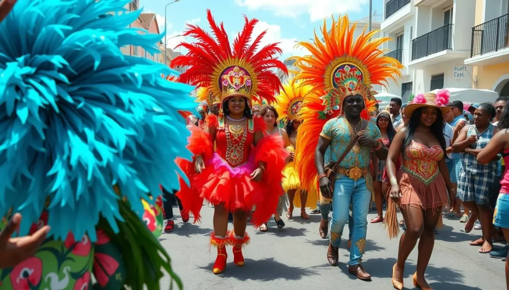 St. Barts Carnival celebration with colorful costumes and music in Lorient