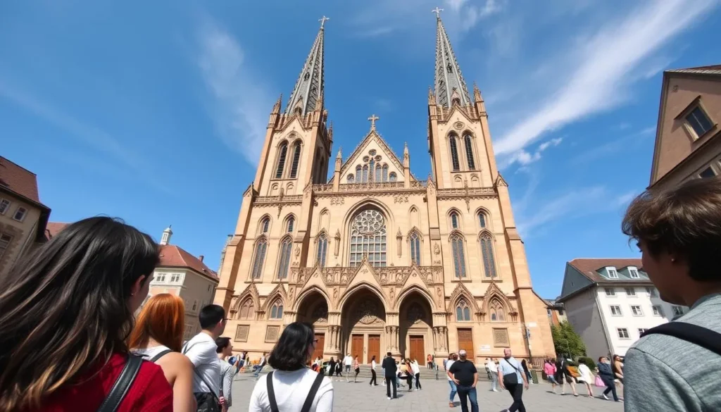 St. Peter's Cathedral (Dom St. Peter) in Regensburg with its Gothic architecture and twin spires